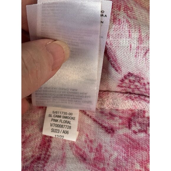 Old Navy Women Waist-Defined Floral Linen Smocked Midi Cami Dress Size 3X Spring - Picture 10 of 11